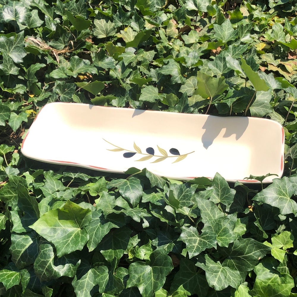 Cream Olive Branch Ceramic Serving Tray